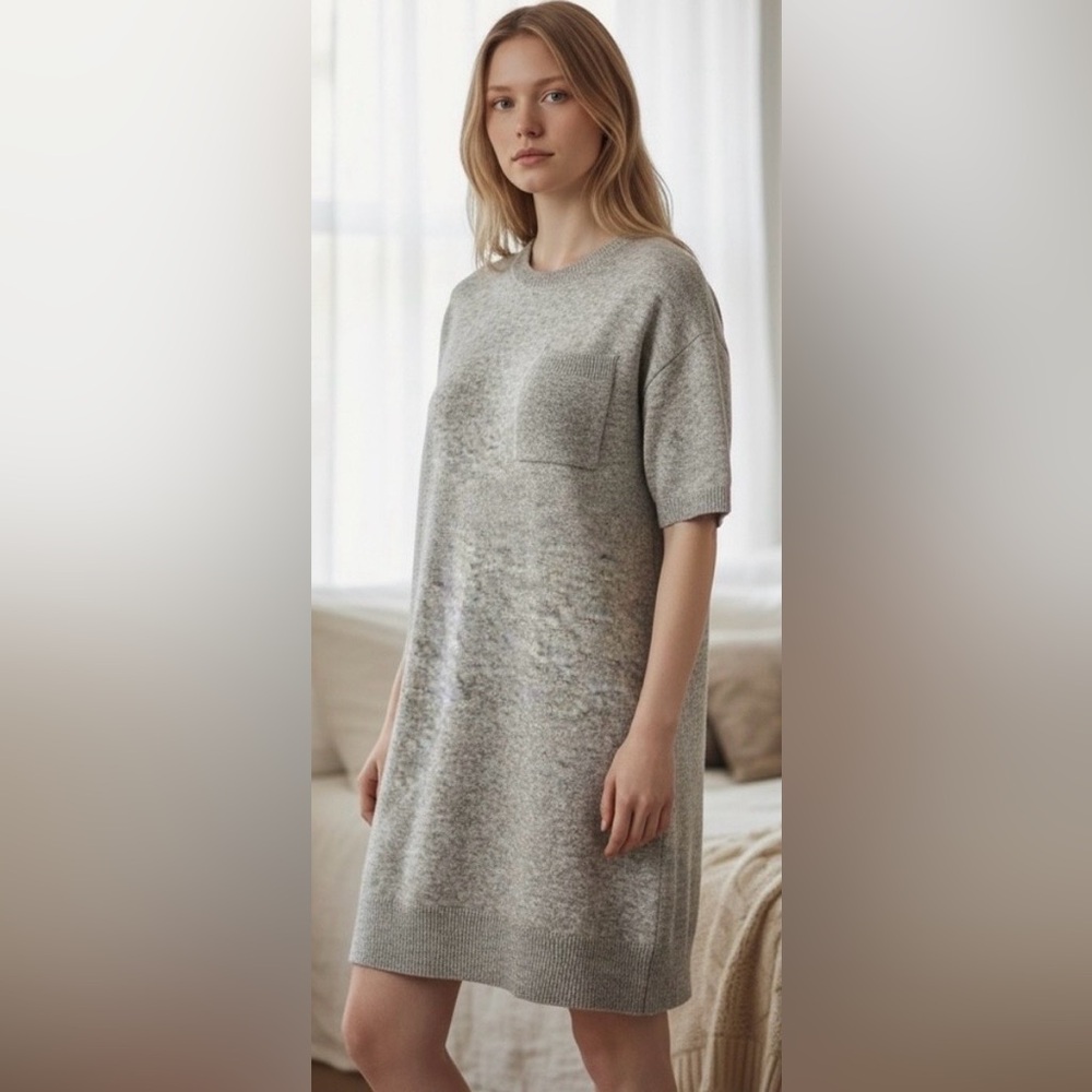 Hatch Collection The Reese Knit T-Shirt Dress Stretchy Grey Color size 0 (Mat)